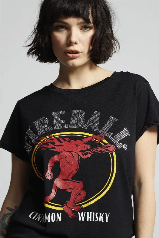 Fireball Rhinestone Graphic Tee T-Shirt