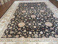 8' 5" X 11' 6" Vintage Handmade Oriental Floral Wool Rug Silk Accent Black Nice