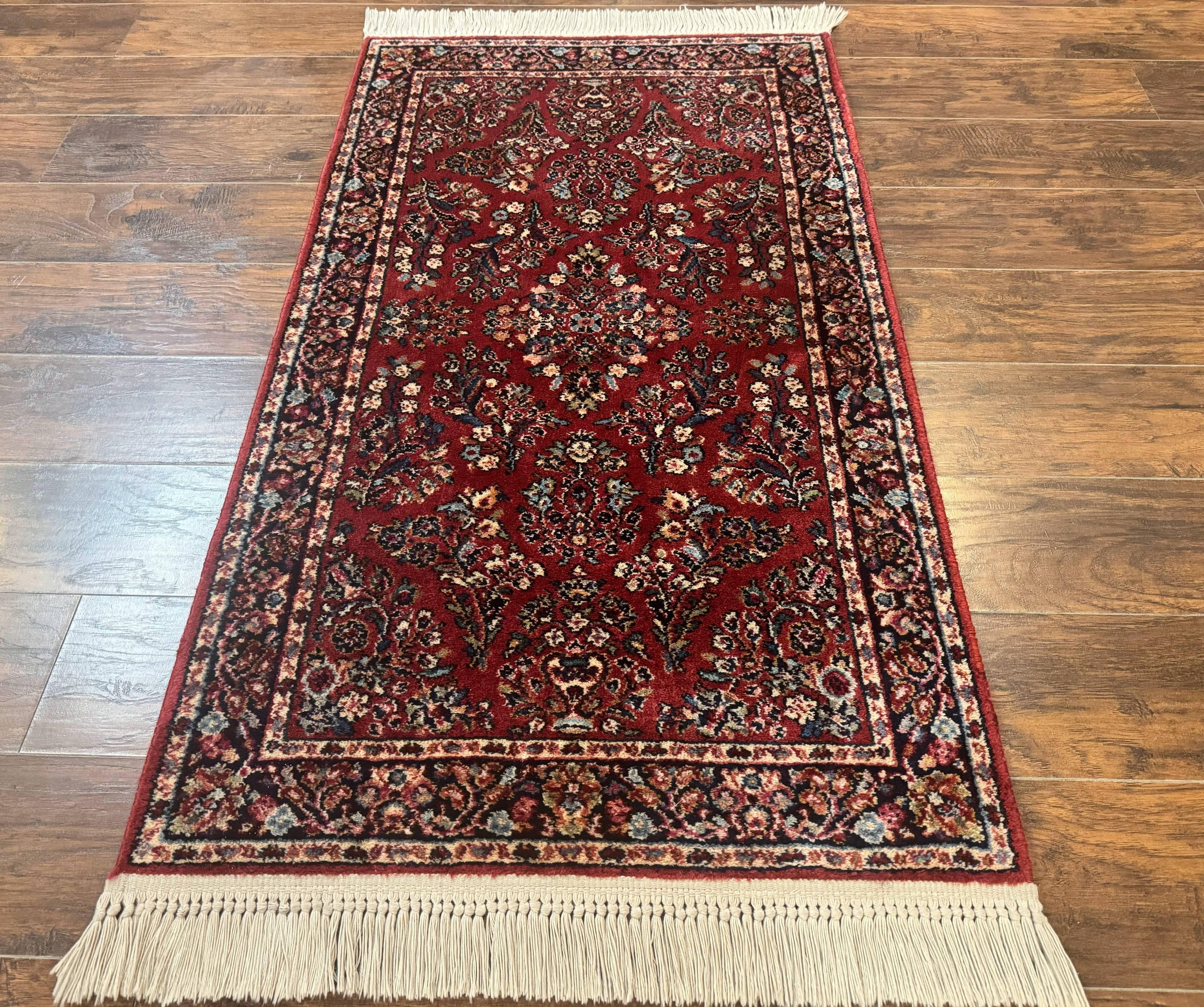 Karastan Rug 3x5 Red Sarouk #785, Karastan Wool Pile Rug, Original 700 Series, Discontinued Vintage Karastan Carpet