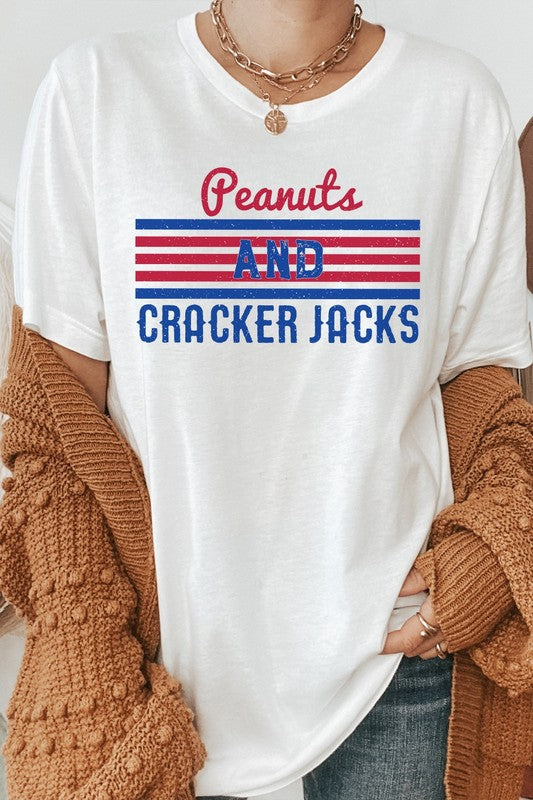 Peanuts And Cracker Jacks Baseball Graphic Tee T-Shirt