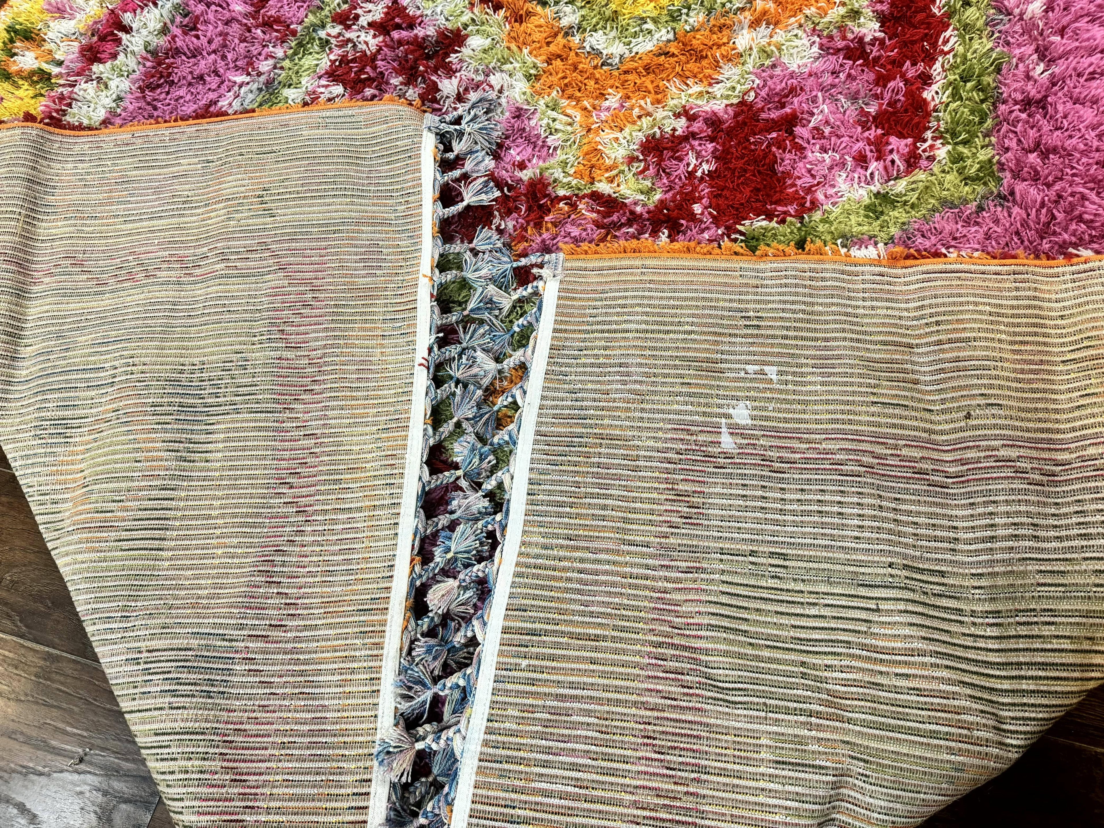 Colorful Shag Rug 8x10, Fuchsia and Multicolor