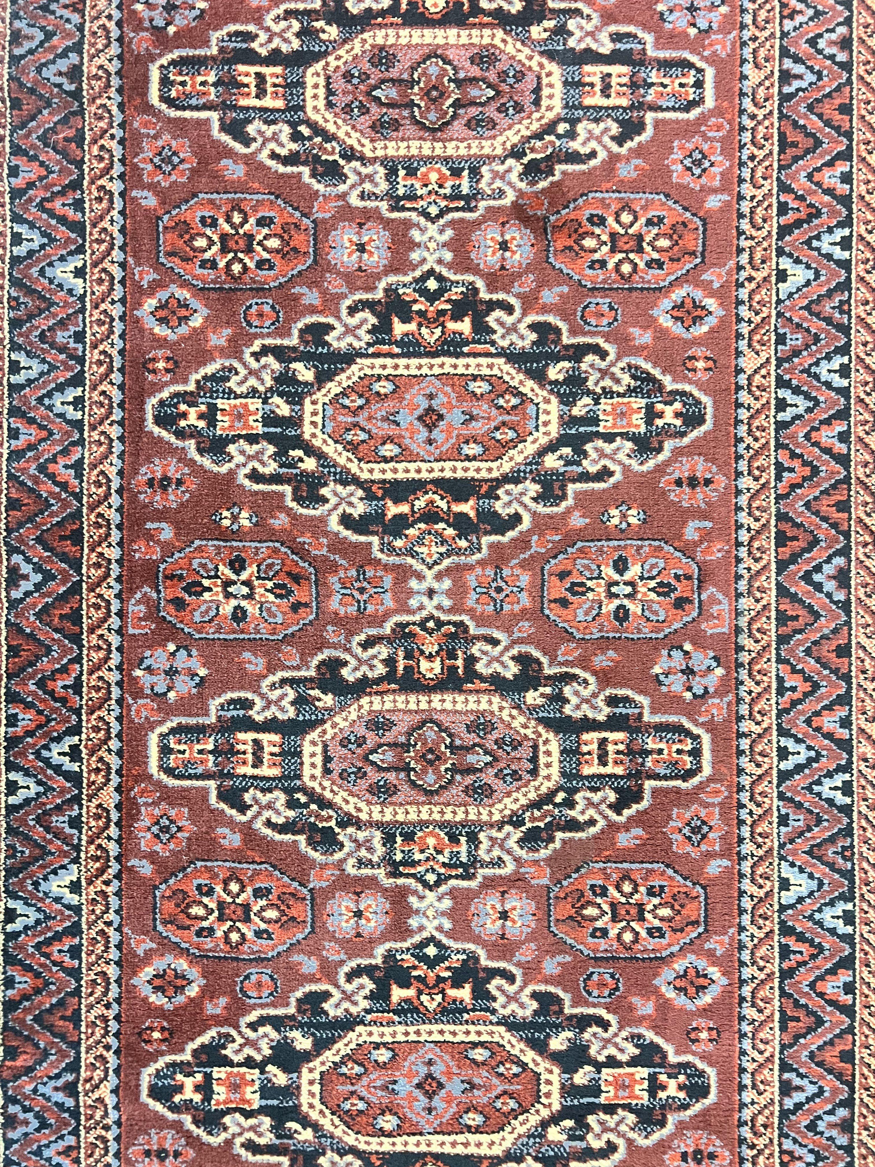 Belgium Power Loomed Runner Rug 2x9, Vintage Wool Rug for Hallway 2 x 9 ft, Red, Caucasian Persian Design, 9ft Runner