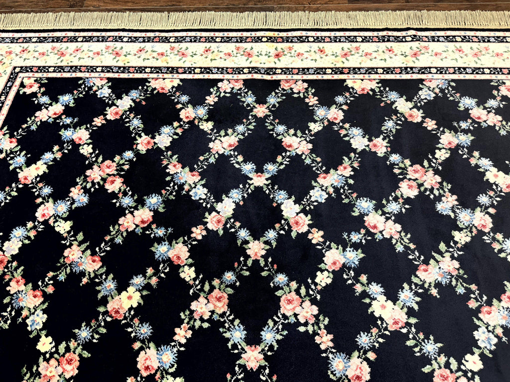 Karastan Rug 8.8 x 12, Garden of Eden #509/1270, Ebony Trellis, Vintage Discontinued Wool Pile Karastan Carpet