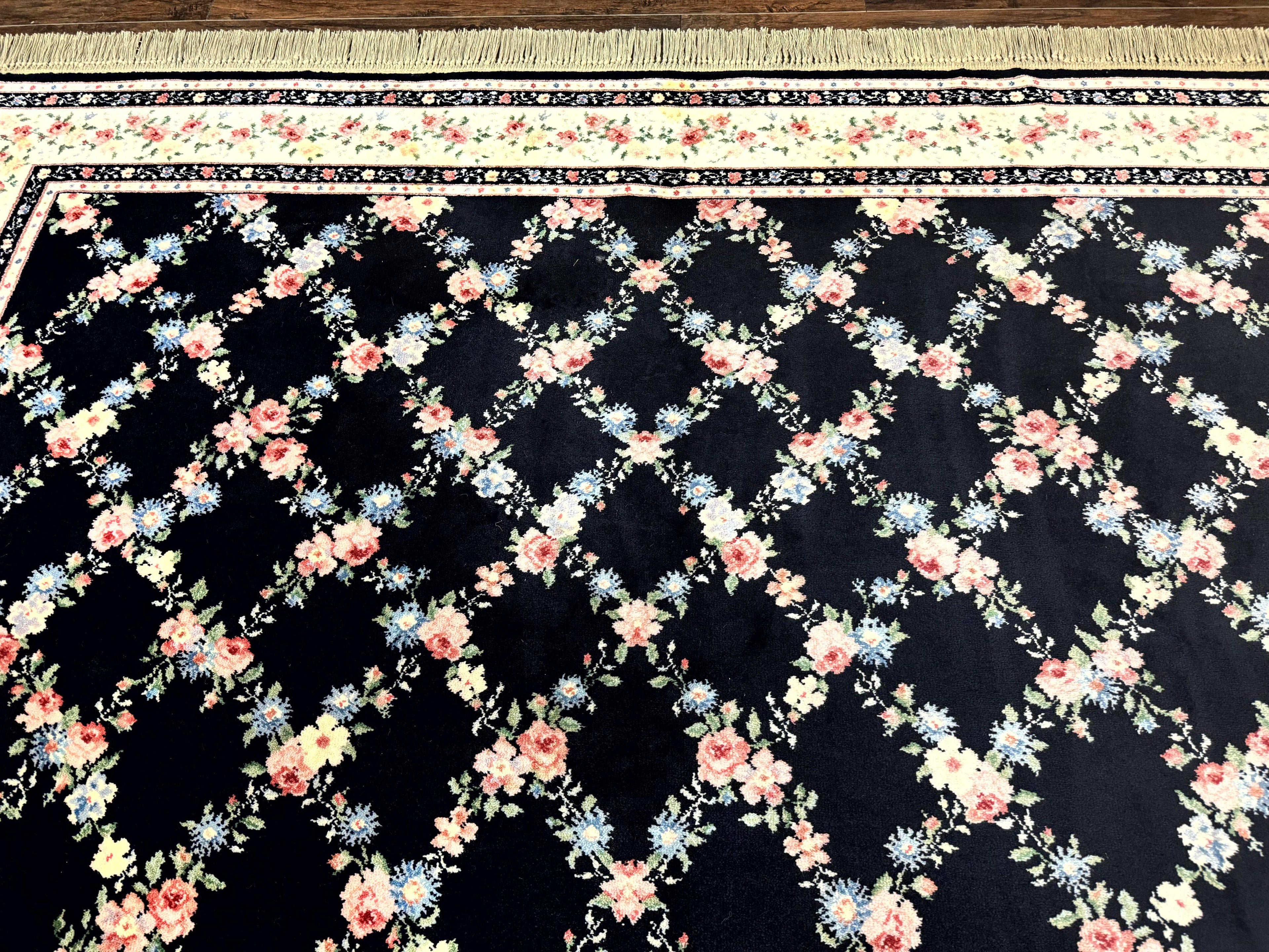 Karastan Rug 8.8 x 12, Garden of Eden #509/1270, Ebony Trellis, Vintage Discontinued Wool Pile Karastan Carpet