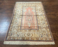 Silk Turkish Kayseri Rug 4x6, Haji Jalili Design, Vintage Rug