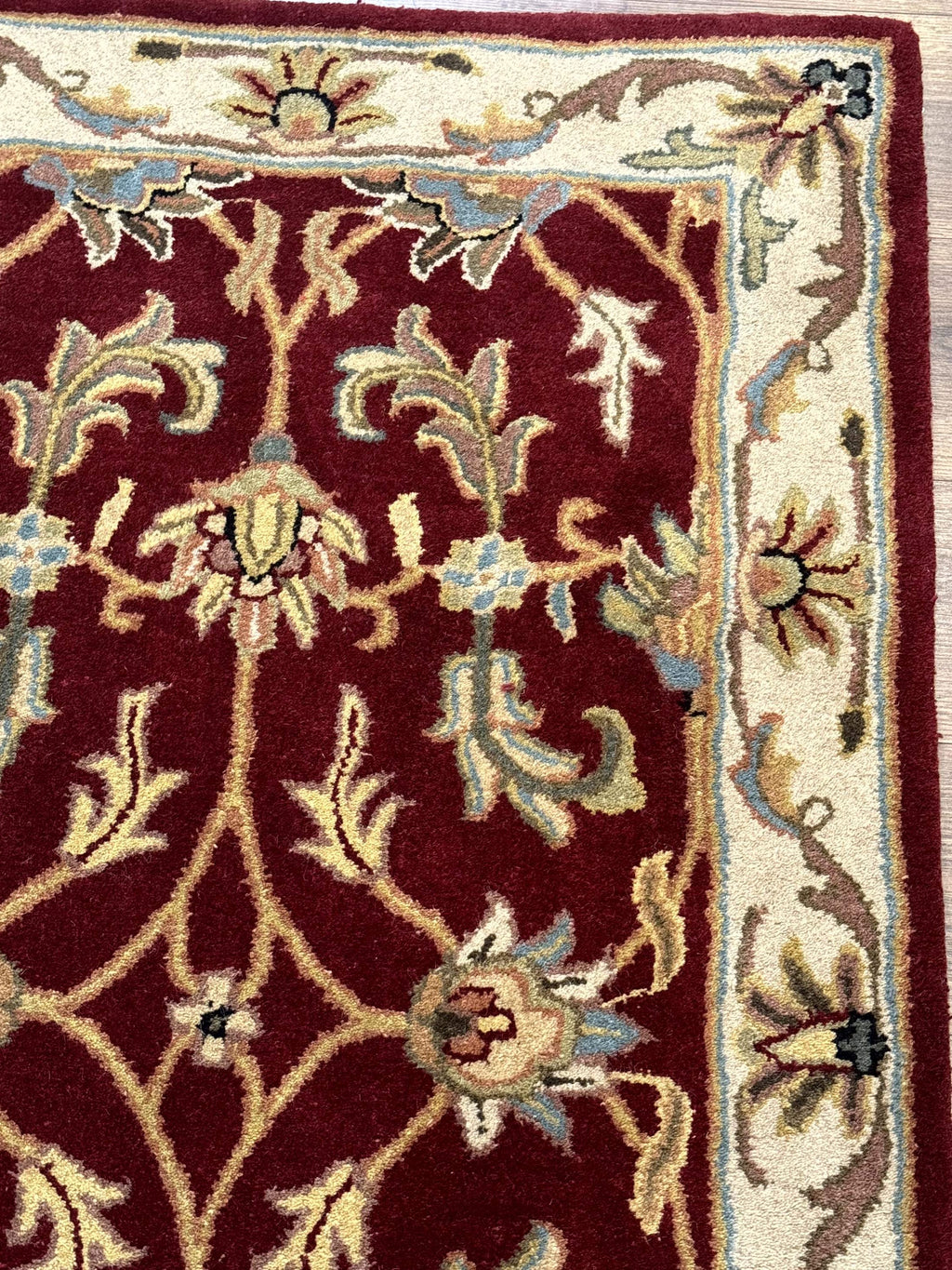 Small Floral Wool Rug 3x5, Safavieh Heritage Collection, Dark Red, Pair B