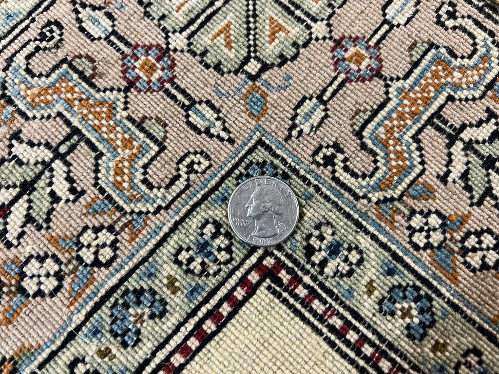 Vintage Persian Qum Pictorial Rug 5x7 - Wool & Silk