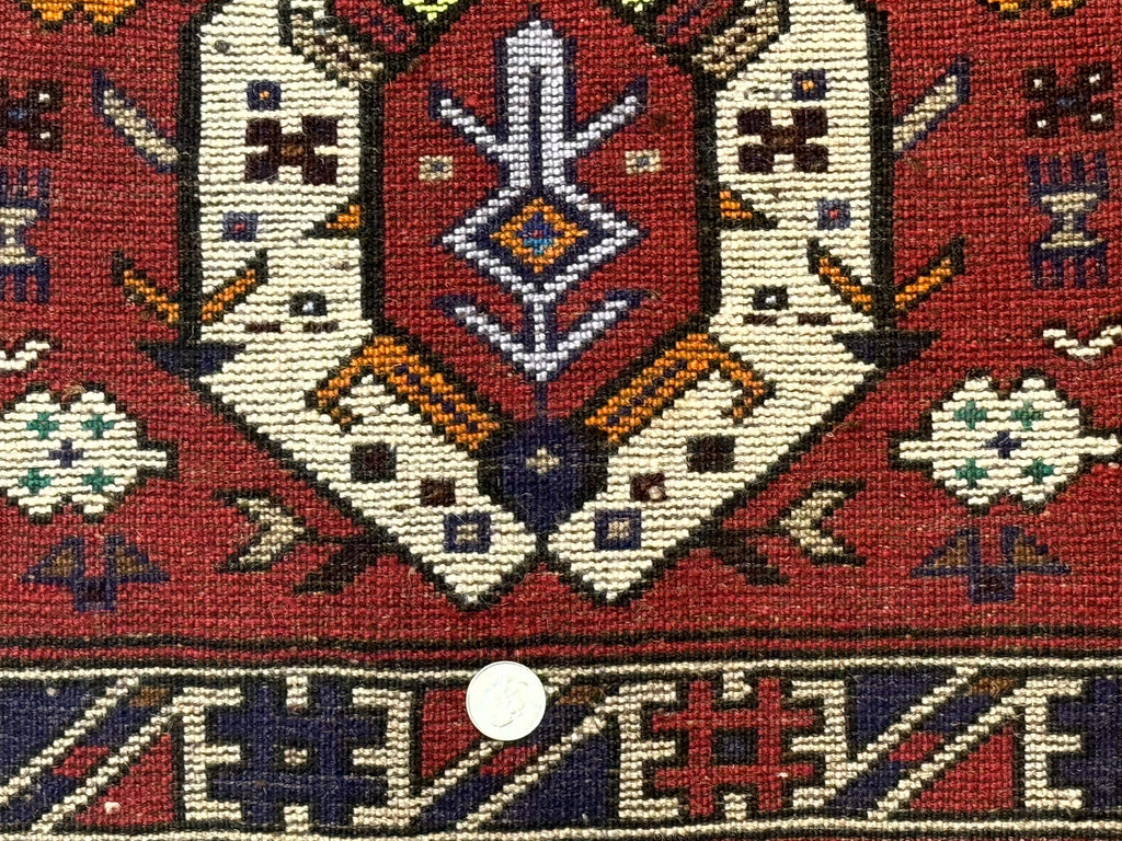 Small Persian Tribal Rug, Red and Ivory, Baluch Rug