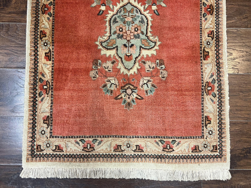 Persian Tabriz Runner Rug 3 x 12, Open Field, Terracotta