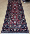 Antique Persian Hamadan Runner Rug 3.4 x 9, Red, Handmade Wool Runner