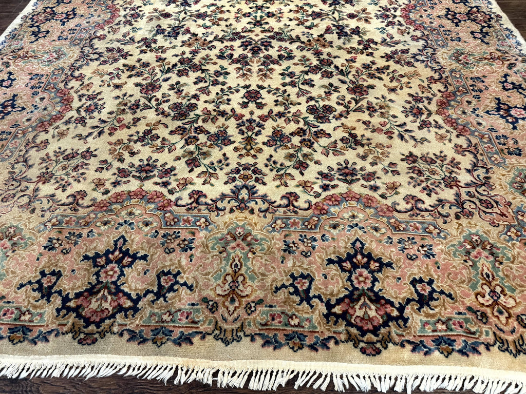 Antique Karastan Rug 8.8 x 12 Lanamar Floral Ivory Kirman Wool Discontinued