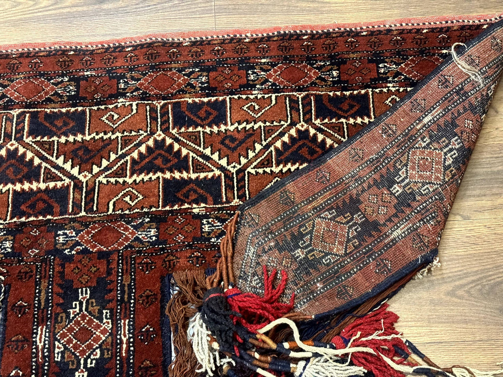 Antique Afghan Beshir Tent Header Textile Rug, Tribal Collectible, Wool