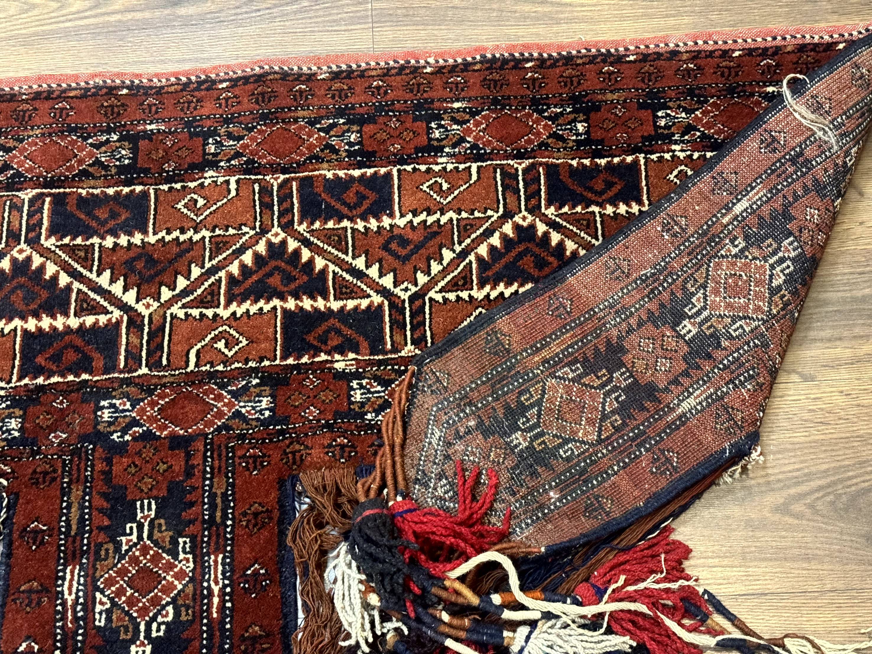 Antique Afghan Beshir Tent Header Textile Rug, Tribal Collectible, Wool