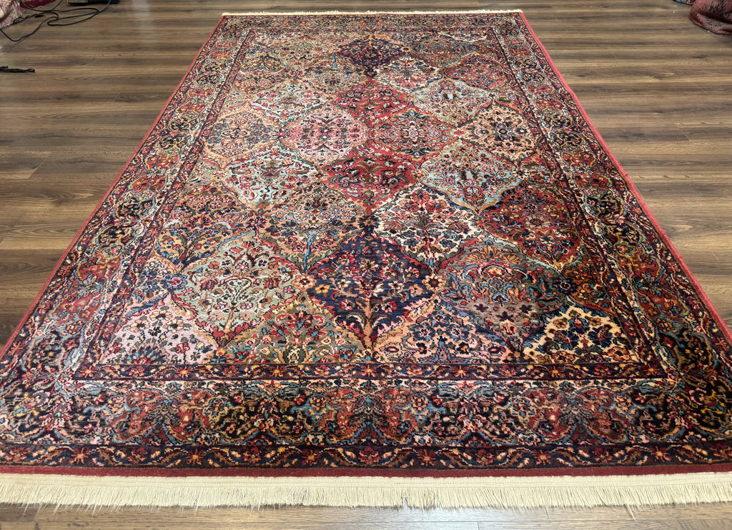 Karastan Rug 5.9 x 9, Multicolor Panel Kirman Rug #717, Wool Original Karastan Collection 700 Series