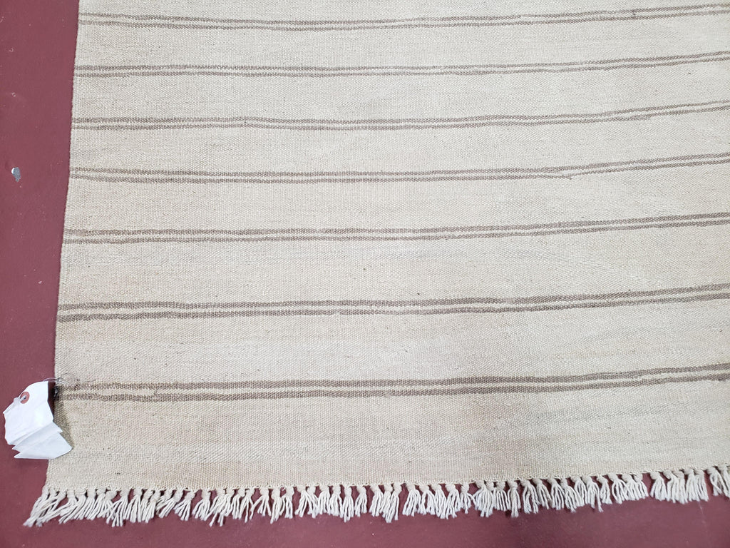 New Striped Turkish Kilim Area Rug 4x6 ft, Hand-Knotted, Wool, Light Gray, Earth Tone Decor, Flatweave Kilim, Two Toned Rug, Southwestern