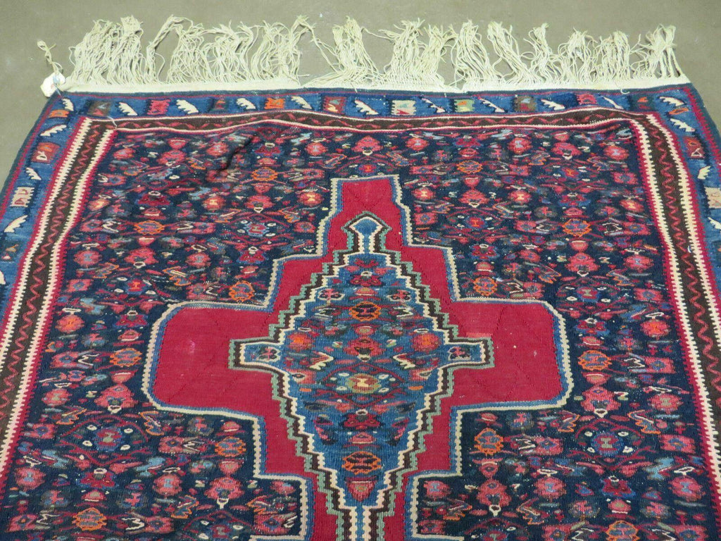 4' X 5' Antique Handmade Turkish Wool Kilim Flat weave Rug Blanket Tribal