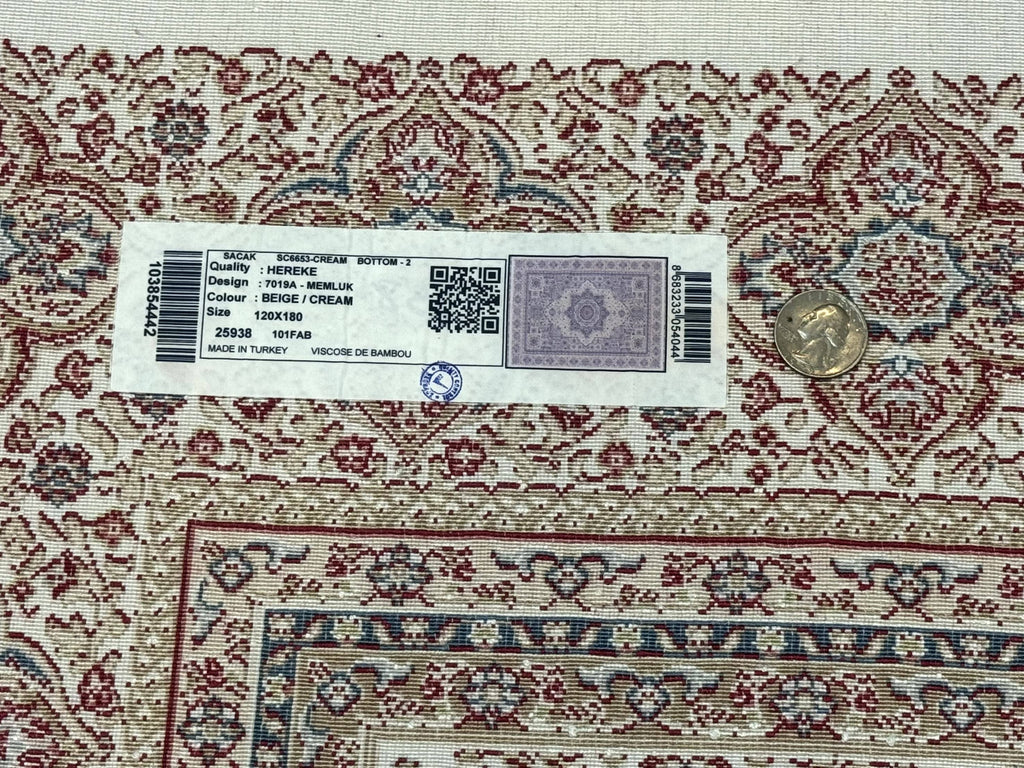 Turkish Memluk Silk Rug 4x6, Hereke Carpet, Bamboo Silk, New