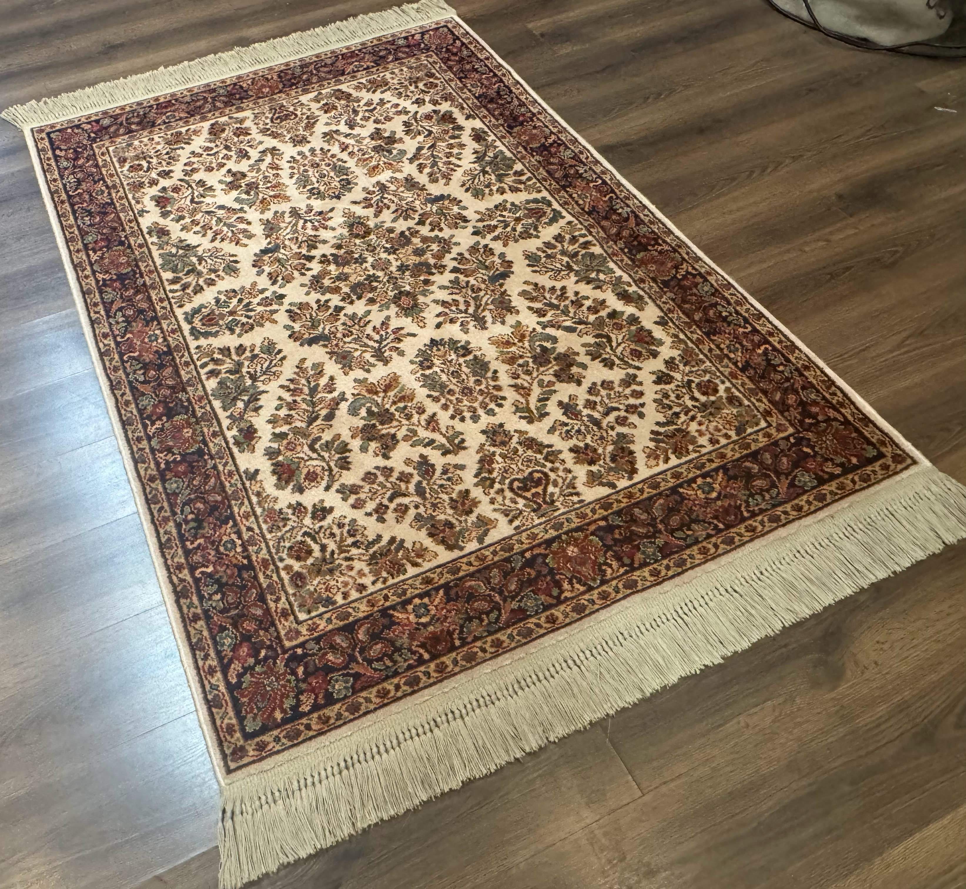 4x6 Karastan Rug Ivory Sarouk #760, Wool Vintage Original 700 Series