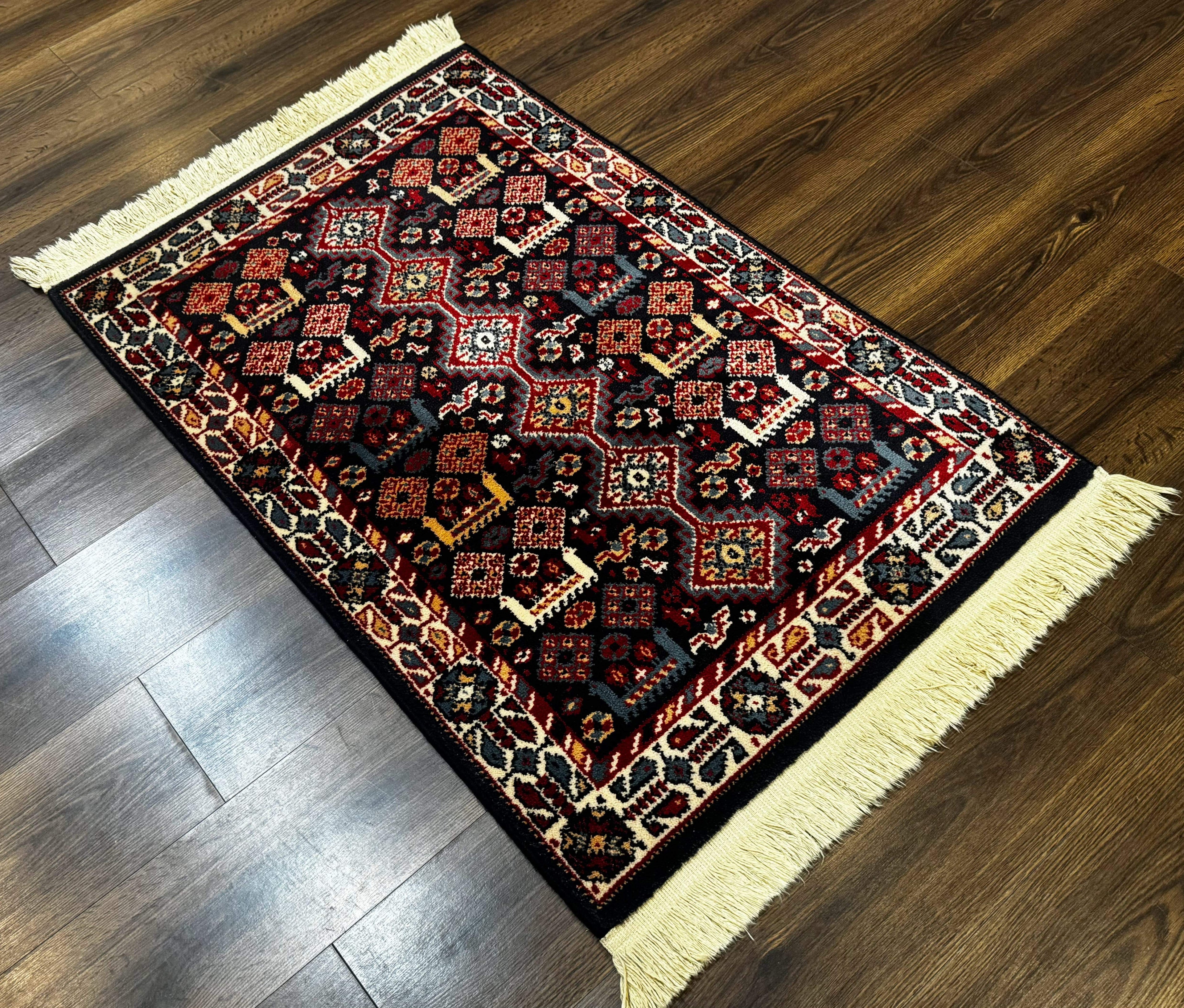 Small Karastan Rug 3x4, Yuruk Collection, Wool, Tribal, Geometric, Navy Blue