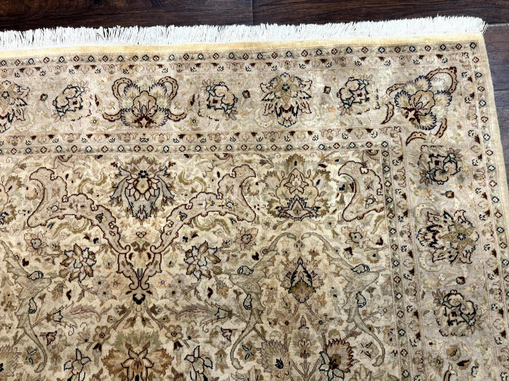 Pak Persian Rug 6x9, Vintage Handmade Wool Carpet, Floral, Beige
