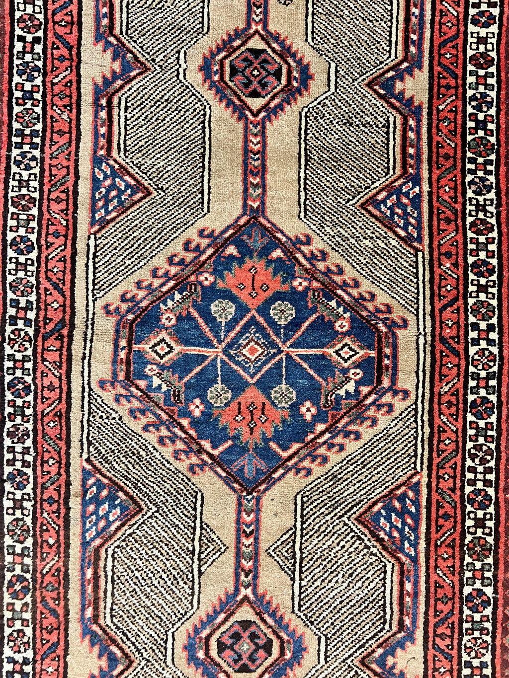 Antique Persian Runner 3 x 7, Camel Hair Runner 3x7 ft, Handmade Hallway Rug, Geometric Design, Tribal Rug, Persian Sarab Rug 3x7