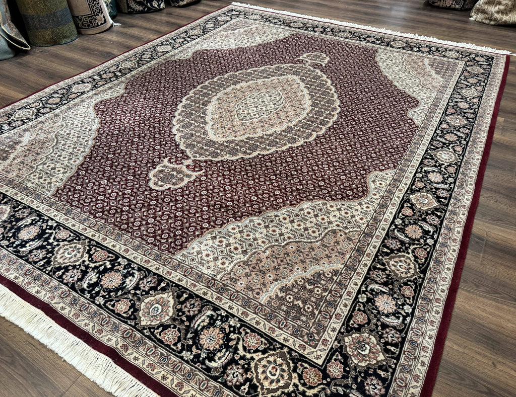 Sino Persian Rug 8x10, Herati, Elegant Oriental Carpet, Dark Maroon
