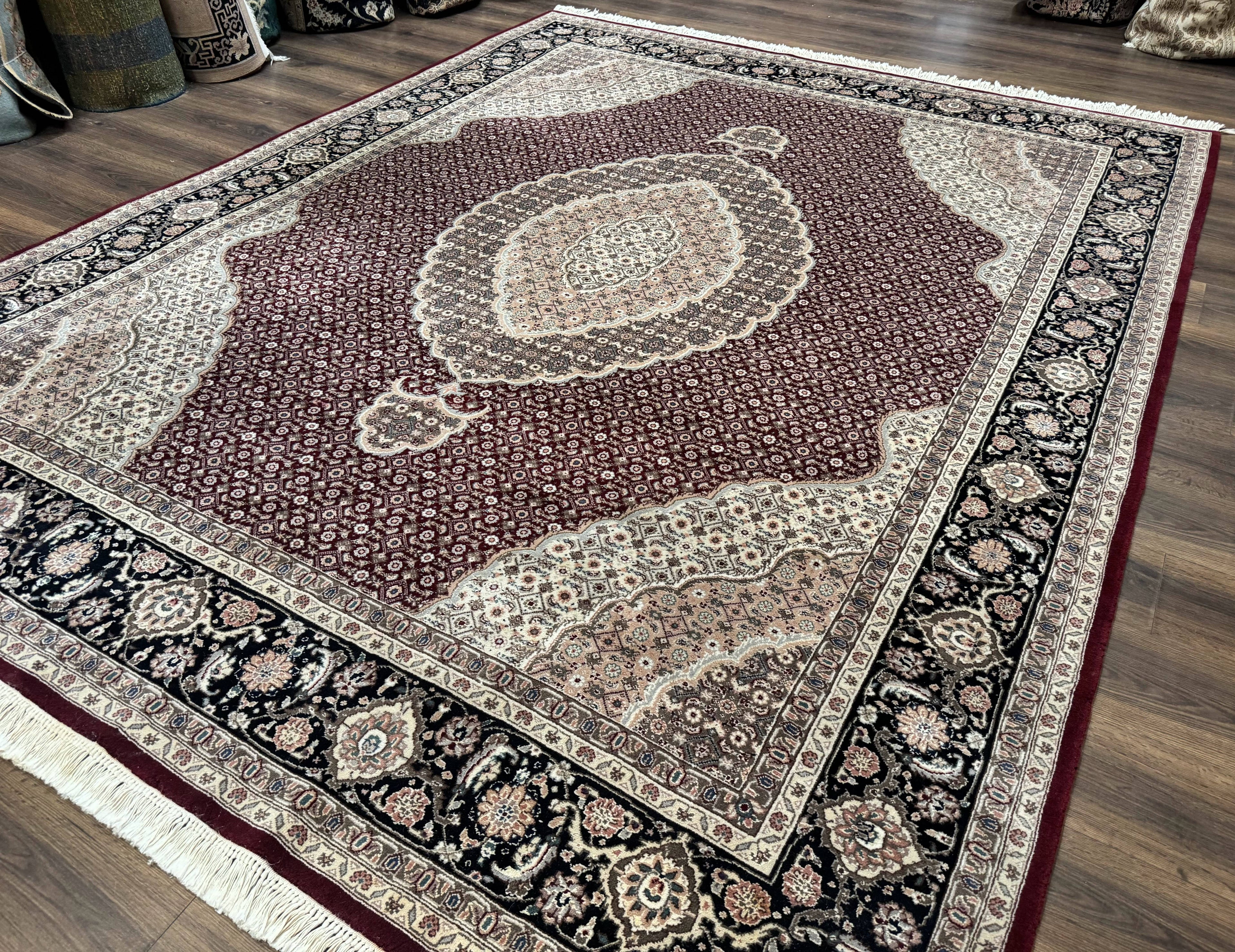 Sino Persian Rug 8x10, Herati, Elegant Oriental Carpet, Dark Maroon
