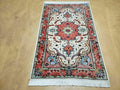 Small Vintage Persian Tabriz Wool and Silk Rug 2.5 x 4 ft, Very Finely Hand Knotted, Medallion, Ivory Salmon Light Blue, Top Quality, Pair A
