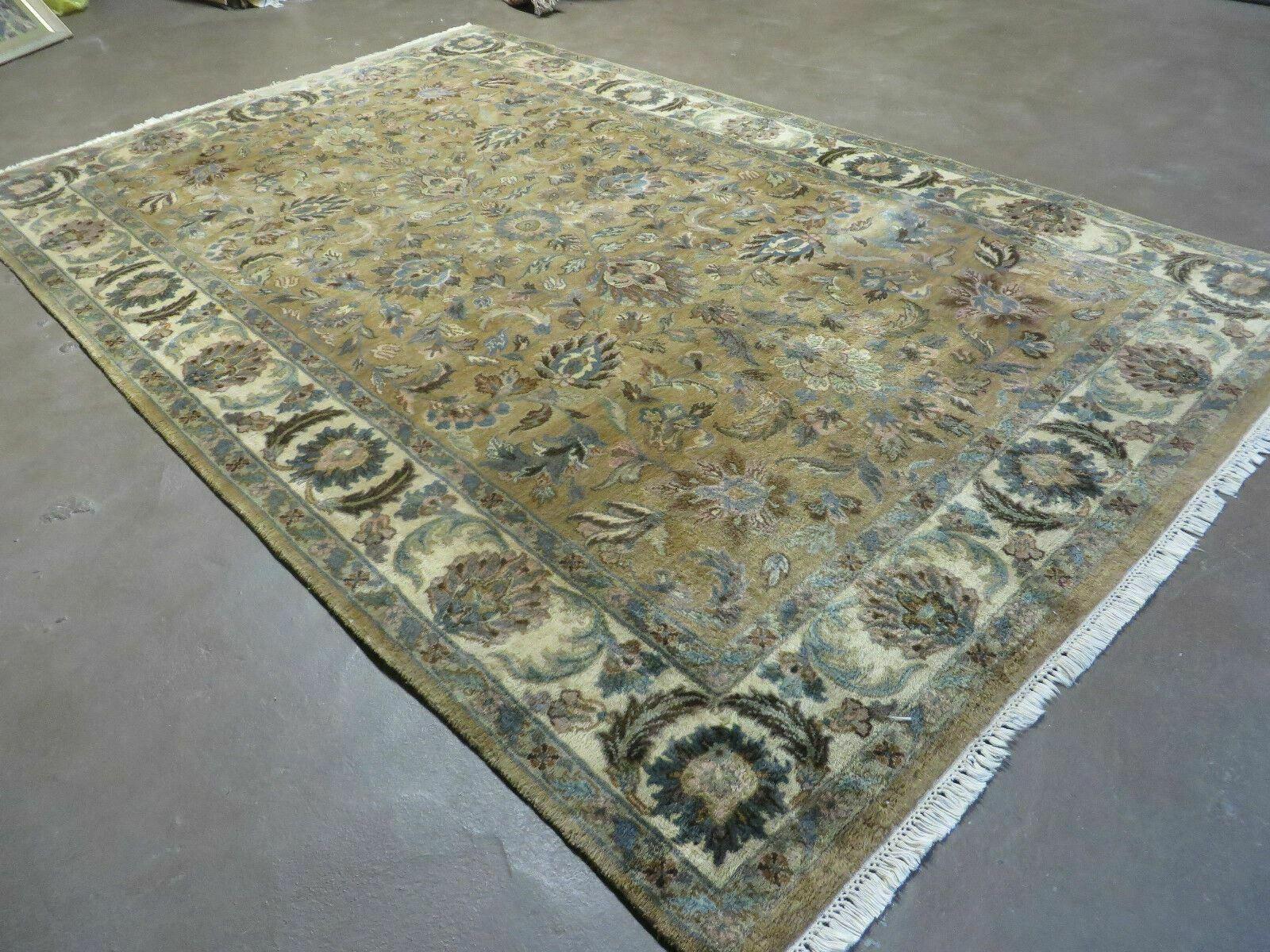 5' 6" X 9' Vintage Handmade Jaipur Indian Floral Oriental Wool Rug Veg Dyes