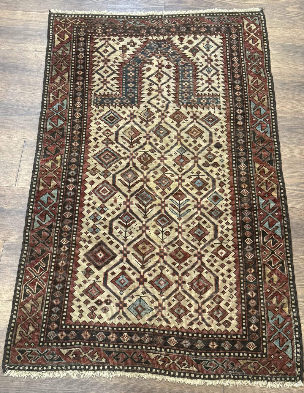 Antique Caucasian Shirvan Rug 3x5, Dagestan Prayer Rug, Collectible, Early 20th Century Rug