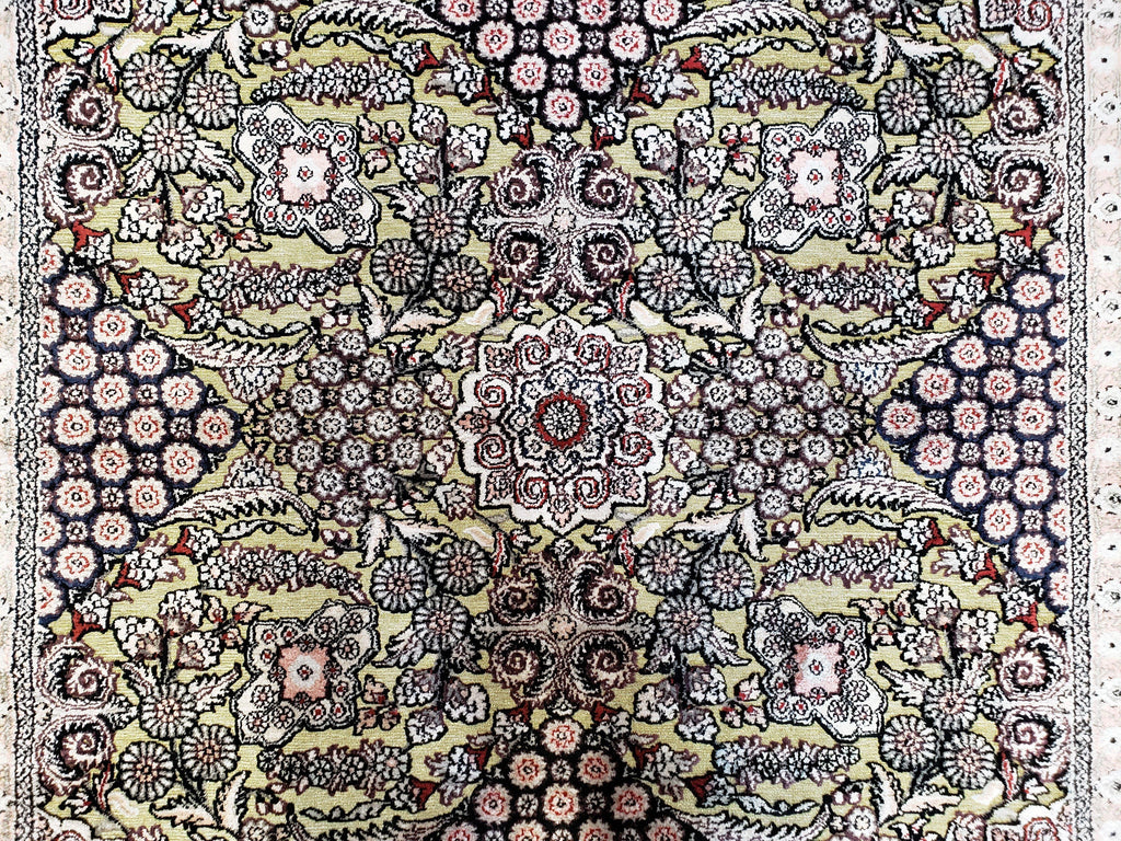 5x8 Indian Kashmiri Silk Rug with Gold Threads