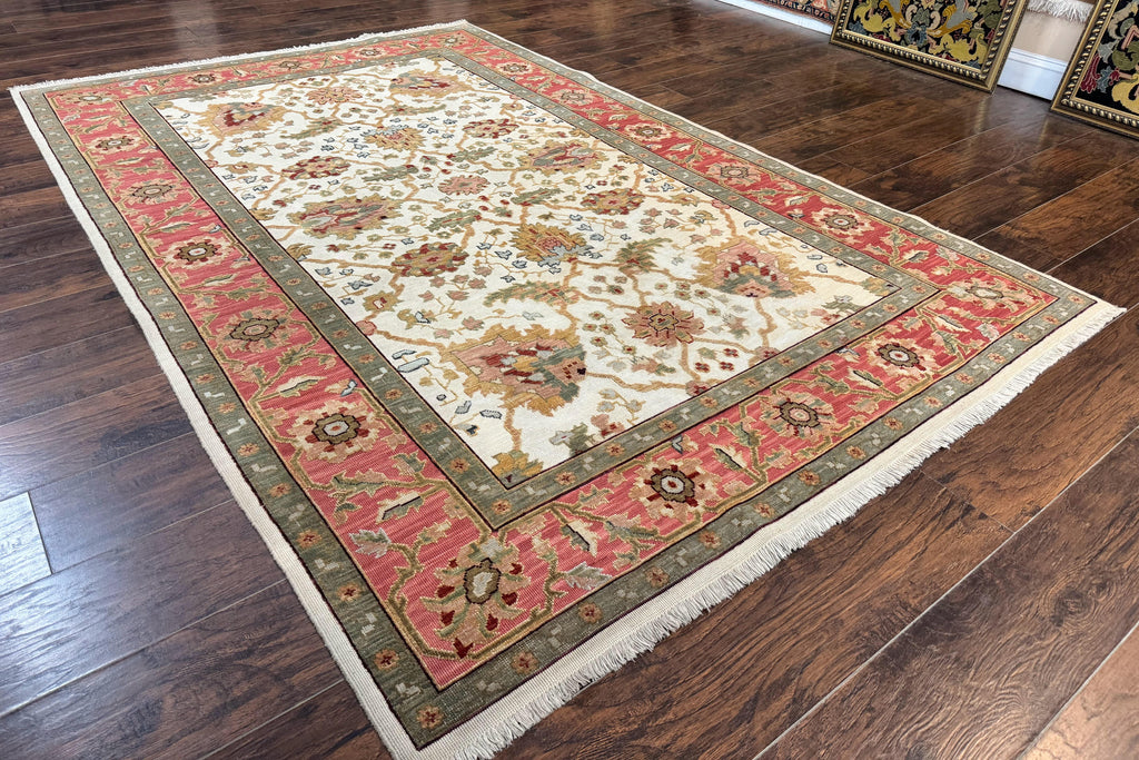 Flatweave Soumak Rug 6x9, Nourison Rug, Wool Handmade, Floral, Ivory