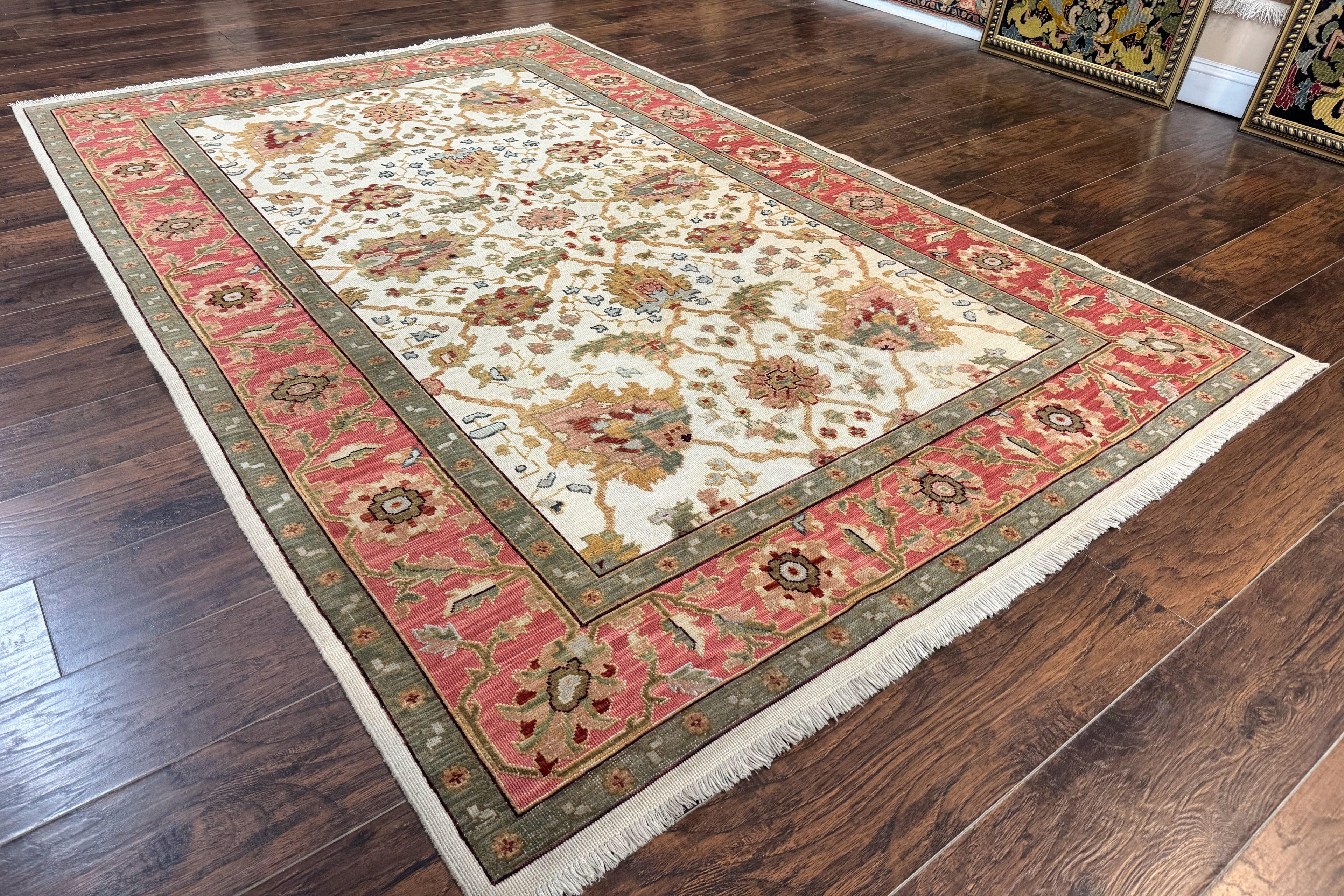 Flatweave Soumak Rug 6x9, Nourison Rug, Wool Handmade, Floral, Ivory