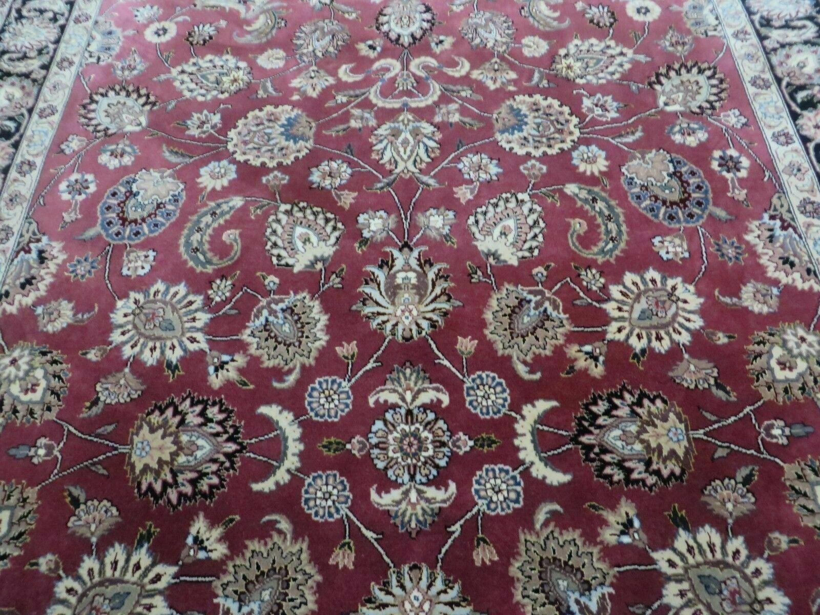 6' X 9' Vintage Handmade Fine India Floral Oriental Silk Accent Wool Rug Carpet