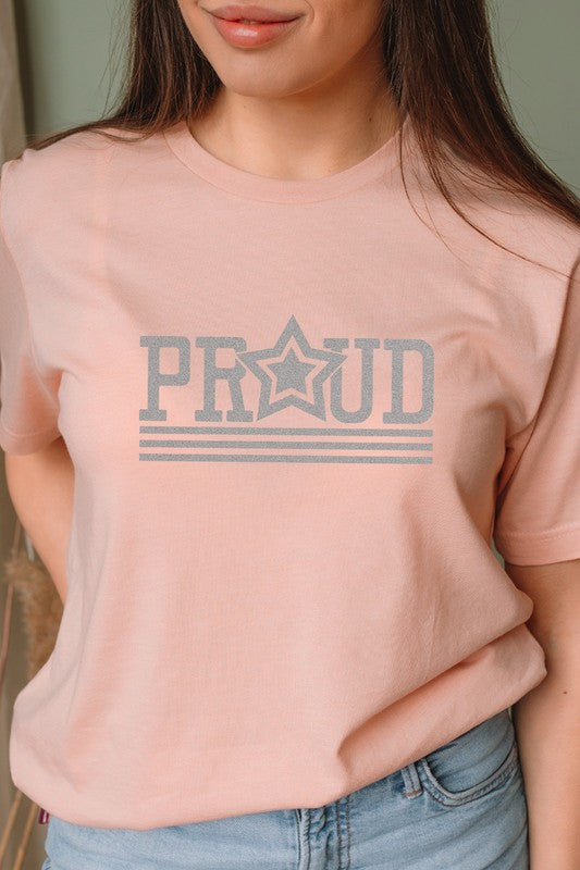 Proud Patriotic Star July Fourth Graphic Tee T-Shirt