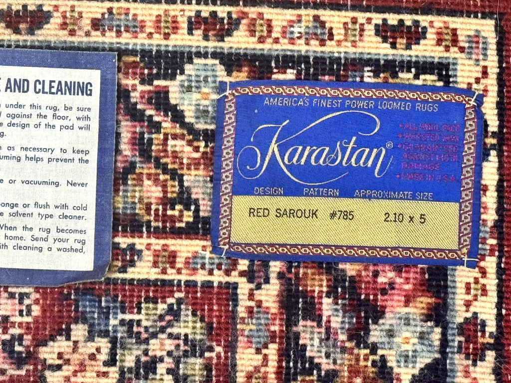Karastan Rug 3x5 Red Sarouk #785, Karastan Wool Pile Rug, Original 700 Series, Discontinued Vintage Karastan Carpet