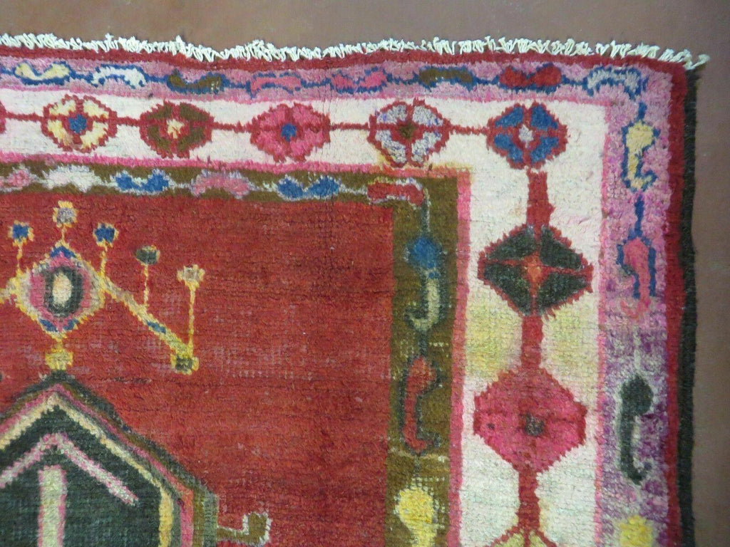 4' X 8' Antique Handmade Turkish Caucasian Kazak Design Wool Rug Veg Dyes Nice