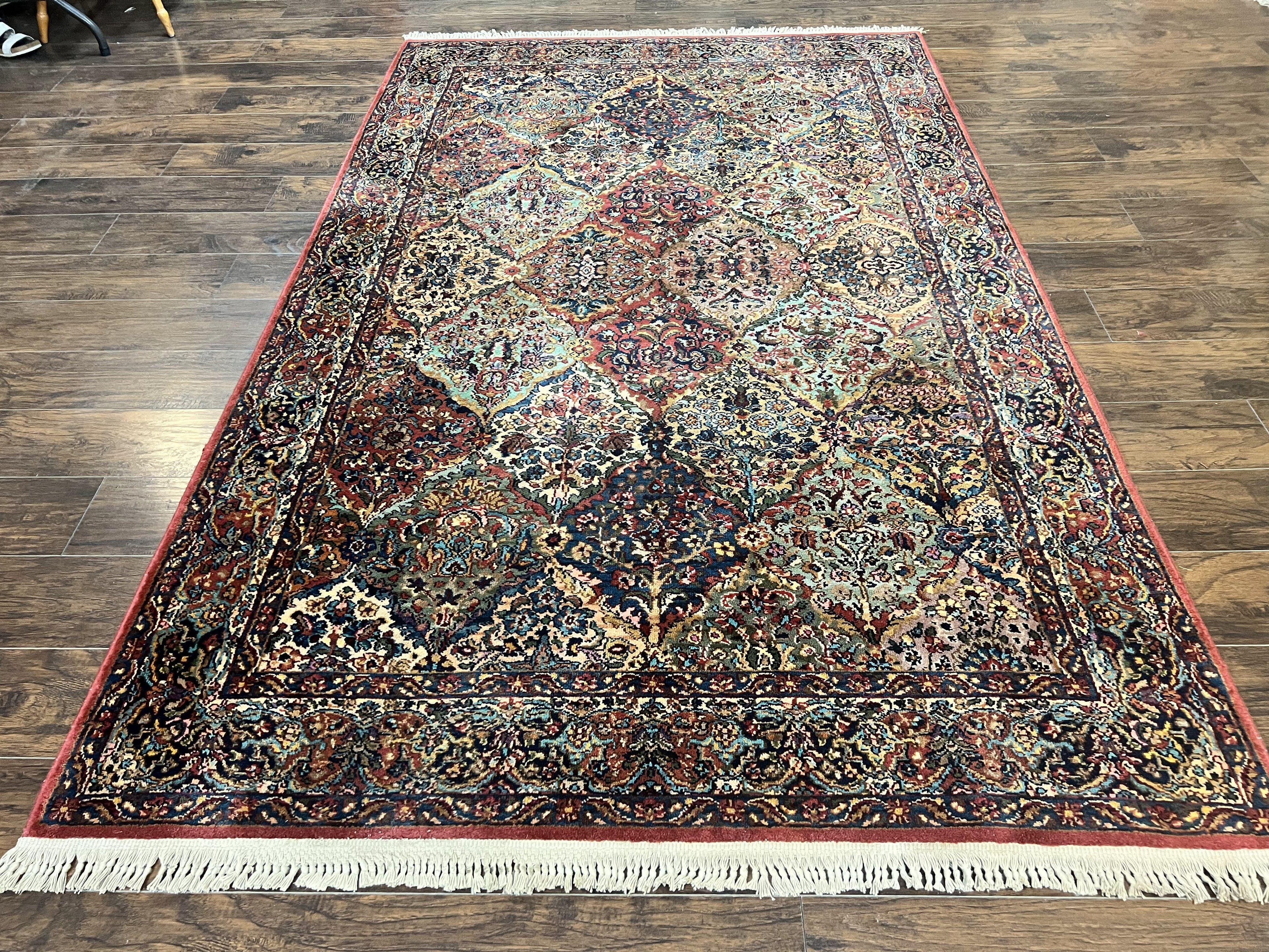 Karastan Multicolor Panel Kirman Rug #717, Wool Karastan Rug 5' 9" x 9', Vintage Multipanel Kirman, Original Karastan Collection 700 Series