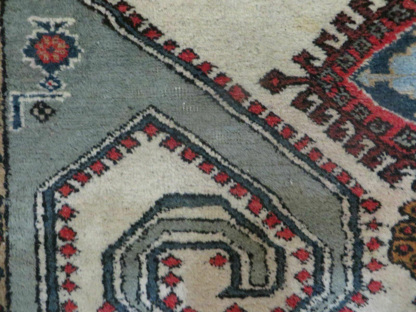 4' X 7' Vintage Handmade Knotted Rug India Caucasian Wool Soft Green Organic