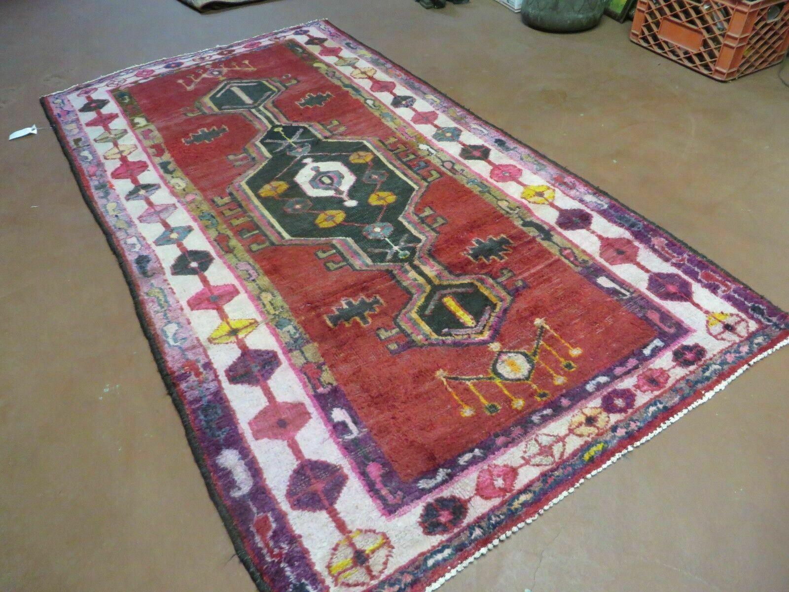 4' X 8' Antique Handmade Turkish Caucasian Kazak Design Wool Rug Veg Dyes Nice