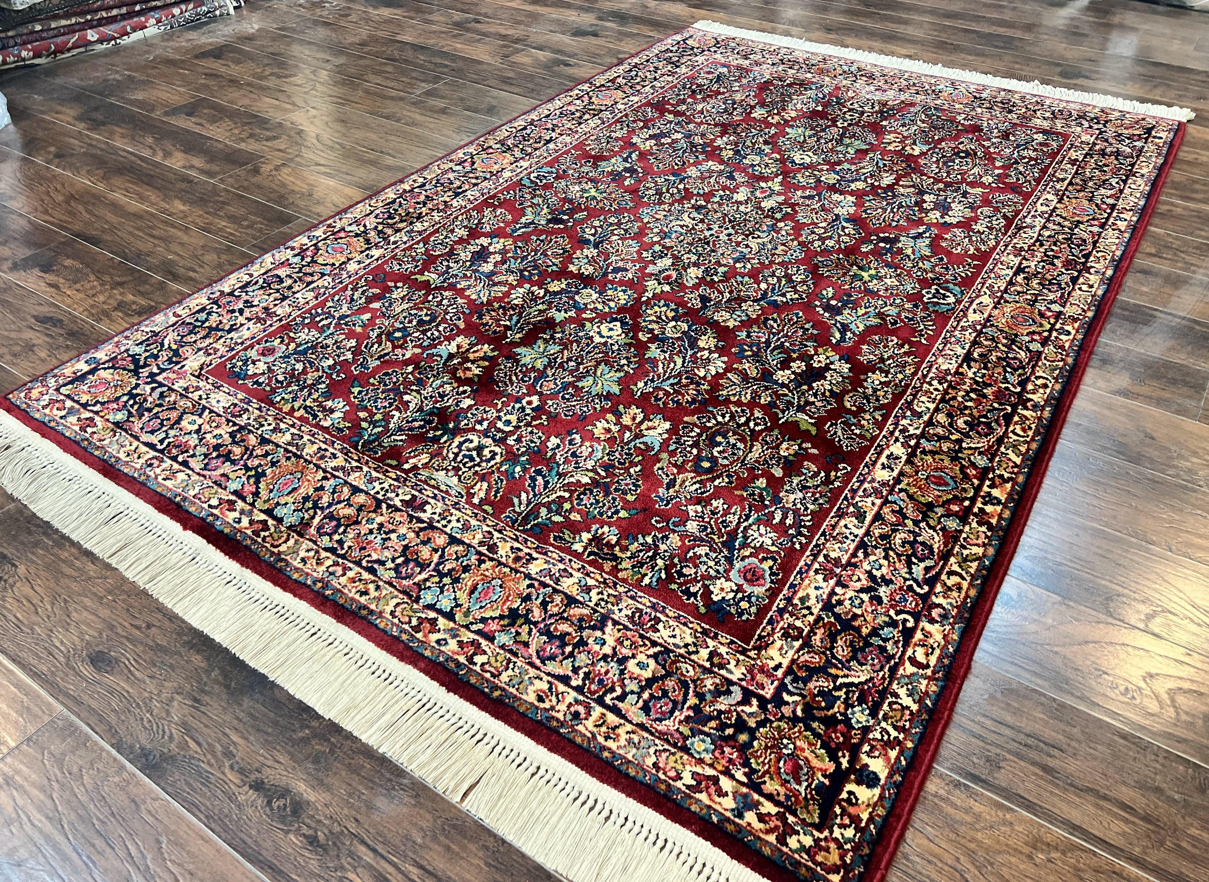 Karastan Rug 5.9 x 9 Red Sarouk Rug #785, Karastan Wool Rug, Karastan Carpet, Original 700 Series Vintage Karastan Oriental Rug Discontinued