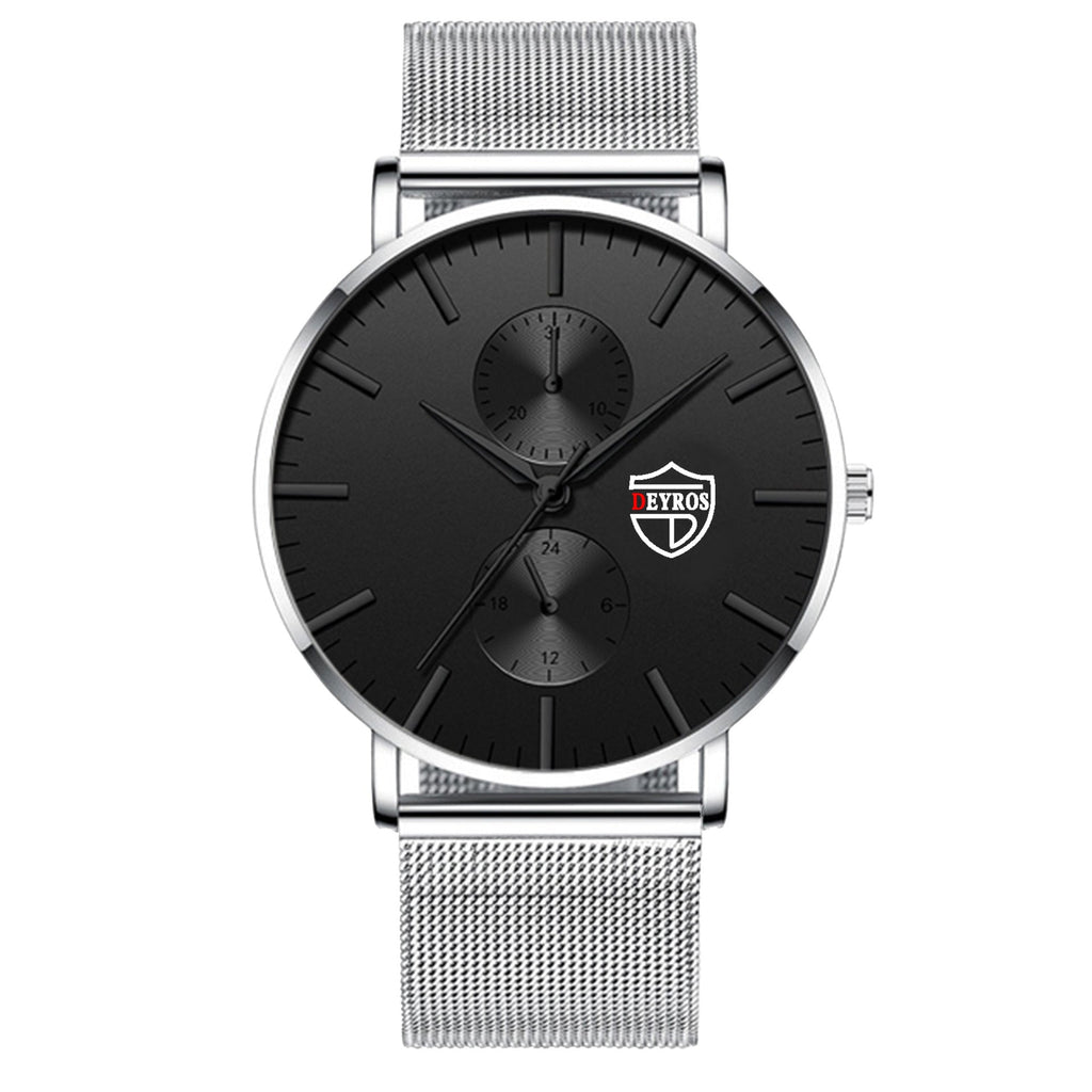 Black 3Bar Watch Men Women'S Watches Ladies Watch With Crystals  Fashion Stainless Steel Band Comfortable Wristwatch