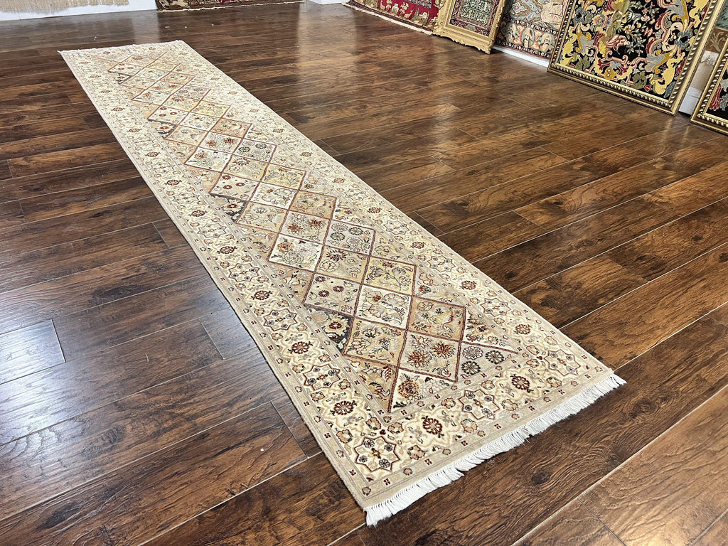Pak Persiann Runner Rug 2.7 x 12, Handmade Wool Vintage Hallway Rug, Panel Design