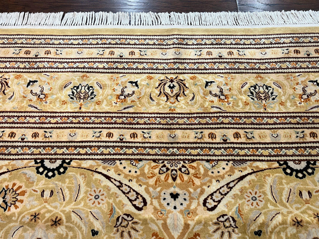 Pak Persian Rug 8x10, Wool Hand Knotted Vintage Carpet, Safavieh Rug, Gold Tan, 270 KPSI