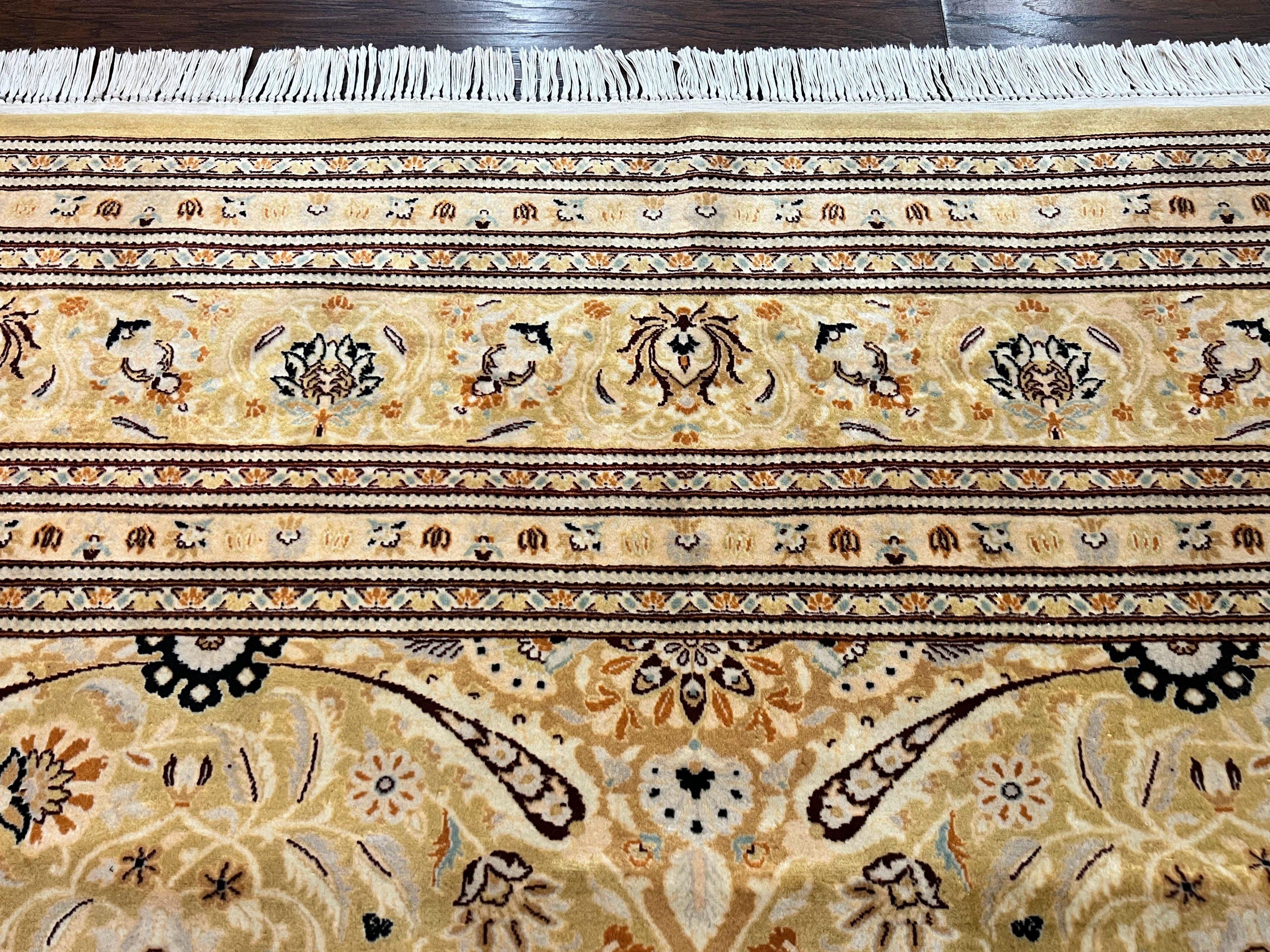 Pak Persian Rug 8x10, Wool Hand Knotted Vintage Carpet, Safavieh Rug, Gold Tan, 270 KPSI