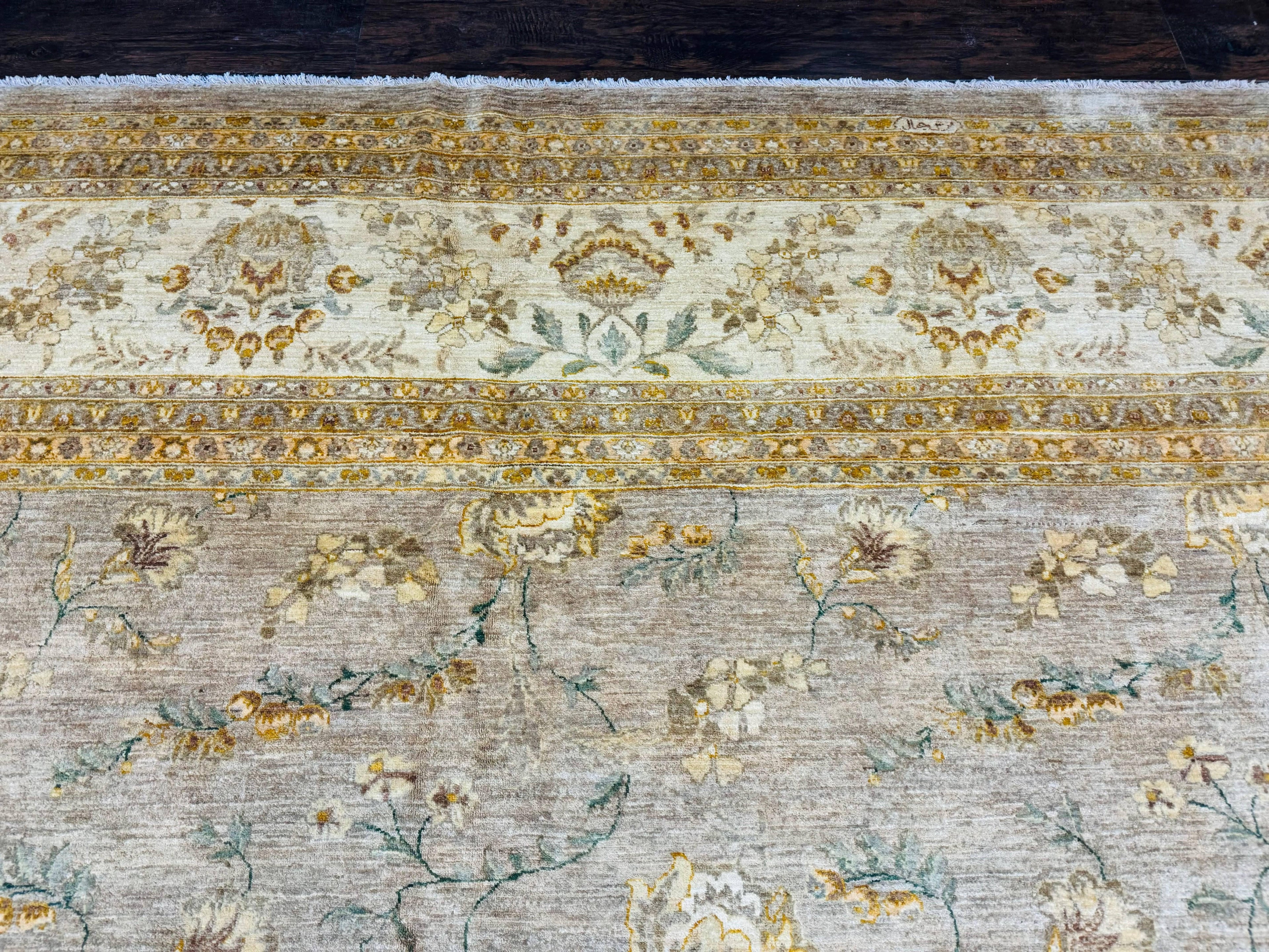 Palace Sized Rug 11x18, Handmade Wool Oversized Persian Carpet 11 x 18 ft, Gray-Taupe, Beige-Cream, Floral, Large Hand Knotted Area Rug