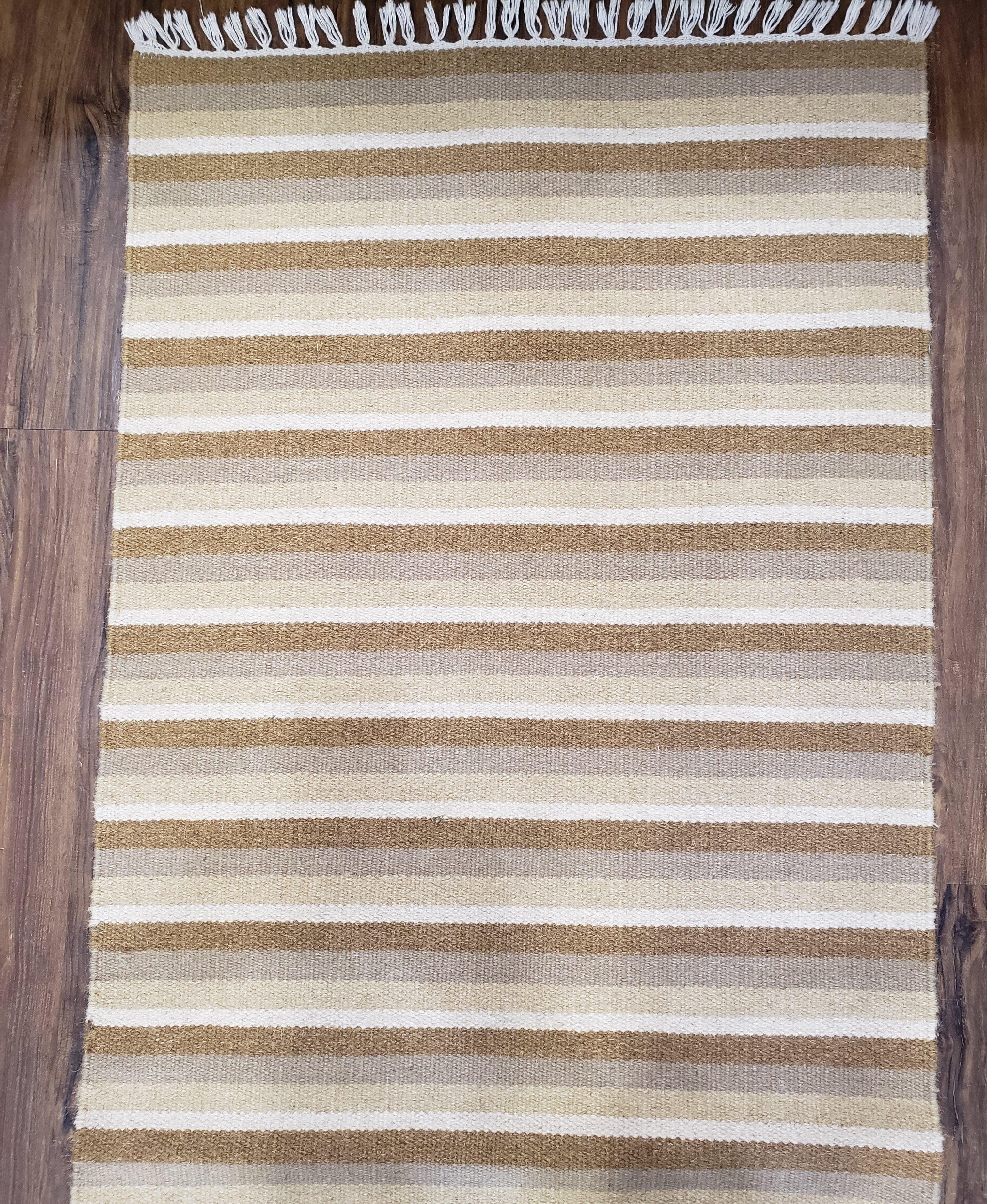 Striped Runner Rug, Flatweave Runner Rug, Hallway Runner, 15 ft Carpet Runner for Hall, Earth Tone Colors, Handmade Hand Woven Farmhouse Rug