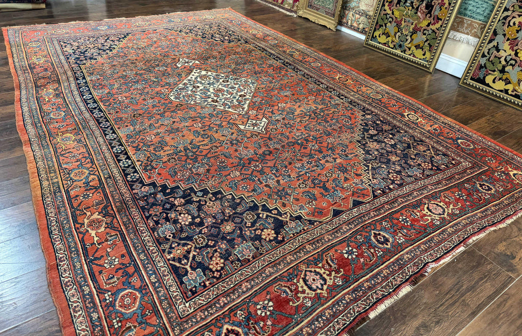 Antique Persian Bidjar Rug 8x12, Rare Persian Carpet