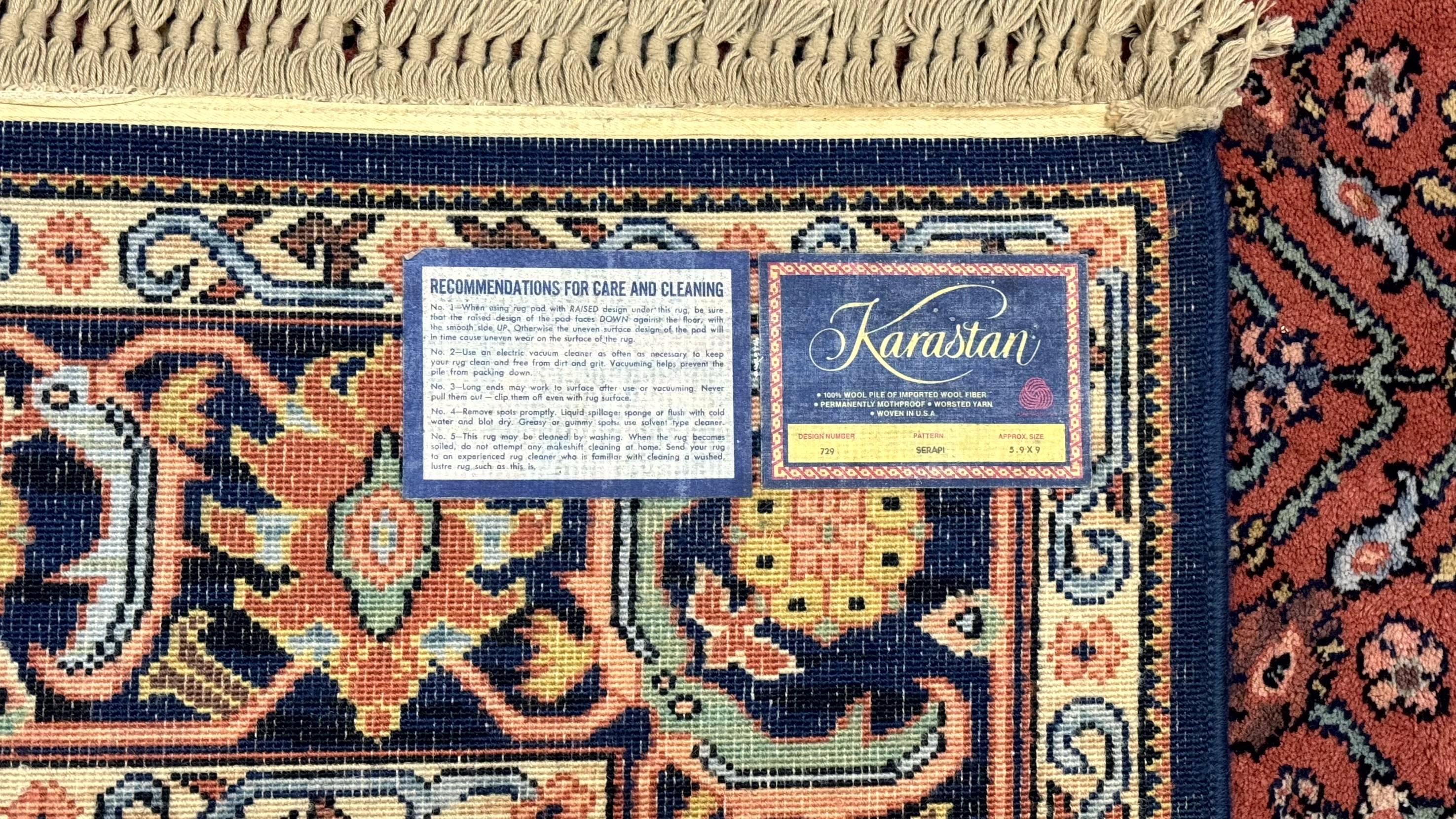 5.9 x 9 Karastan Serapi Rug #729, Wool, Original 700 Series, Rare