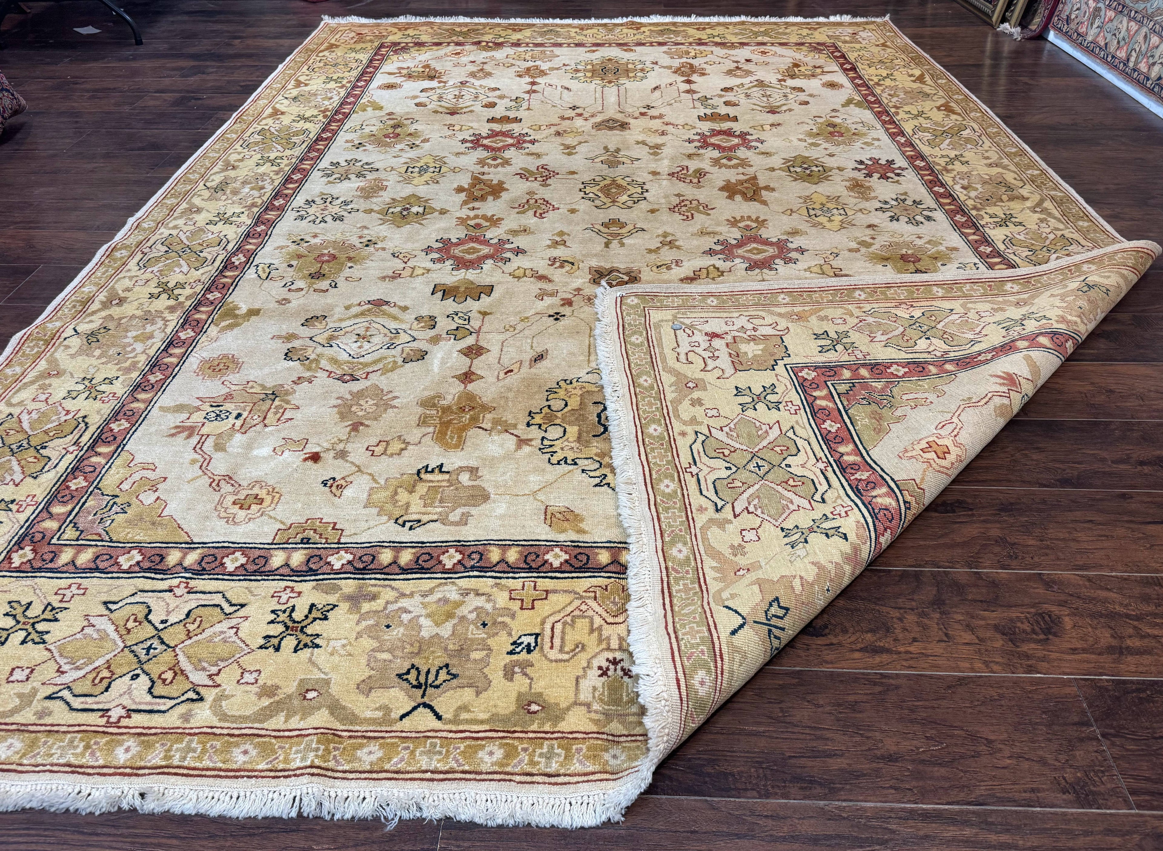 Turkish Oushak Rug 9x12, Oat Color, Wool Carpet